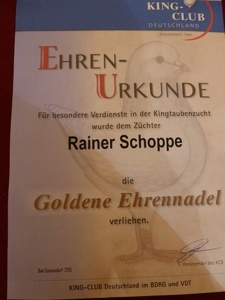Goldene Ehrennadel des Kingclub Deutschland 